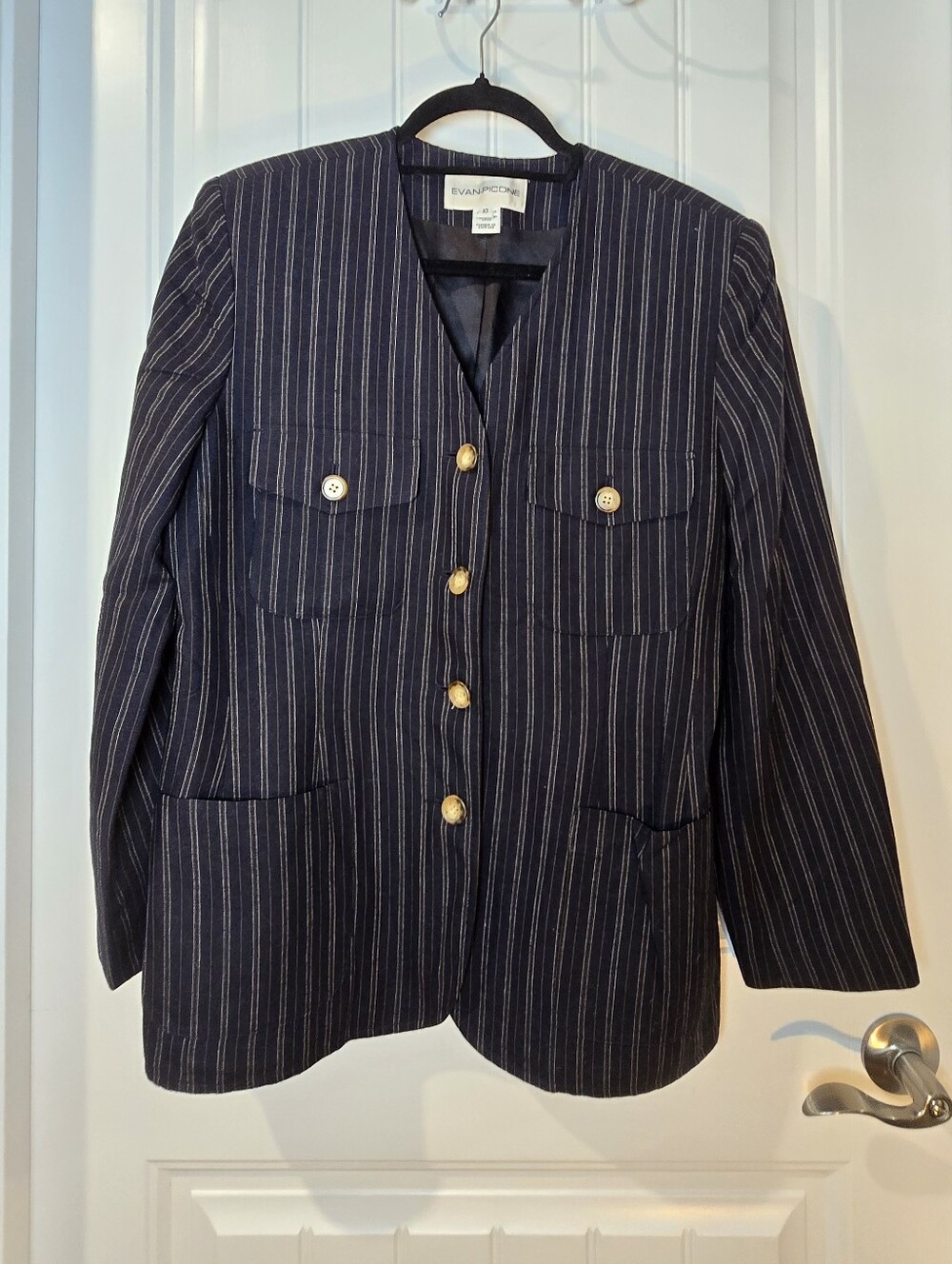 Pinstripe Blazer with Gold Buttons, Made In US